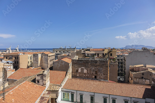View of Palermo cityscape from the Cathedral roof. Palermo, Sicily, Italy.