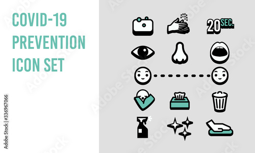Covid-19 Coronavirus Prevention Icon Set