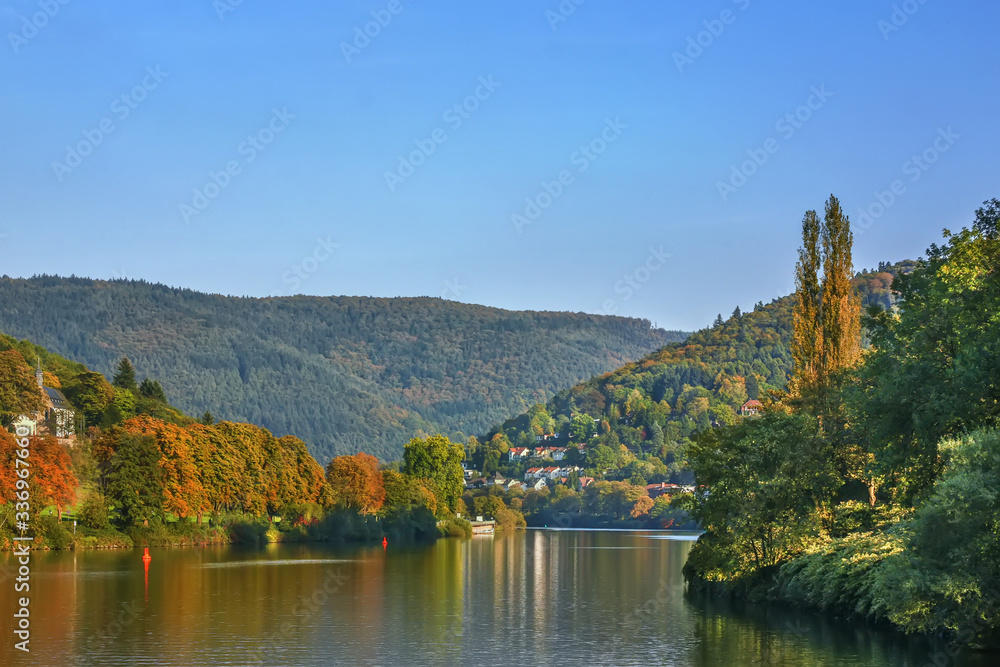 Landscape on Neckar river, Germany