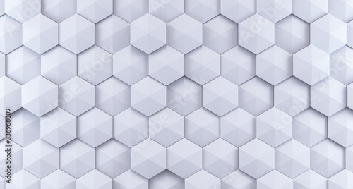 Fototapeta Naklejka Na Ścianę i Meble -  Abstract wall made of hexagon. 3d render illustration for advertising.
