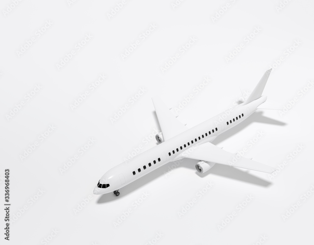 Model plane, airplane on pastel color background set 3d rendering. 3d illustration idea of travel, tourism, transportation and holiday card template minimal concept with space for text.