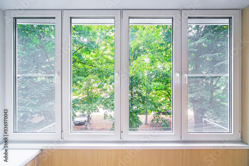 Plastic window and beutiful landscape