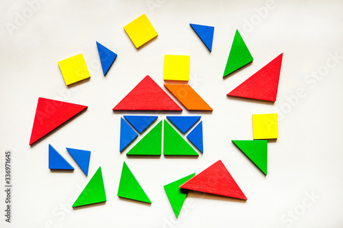 House of colorful tangrams