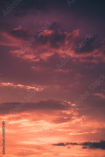 Fototapeta Naklejka Na Ścianę i Meble -  Beautiful sunset sky above clouds with dramatic light. 