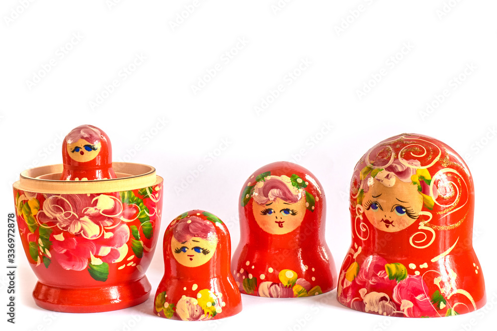 red matryoshka on white background red matryoshka on white background