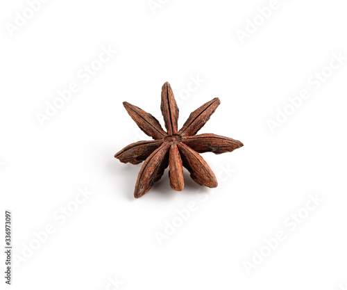 dry Chinese star anise on isolated white background