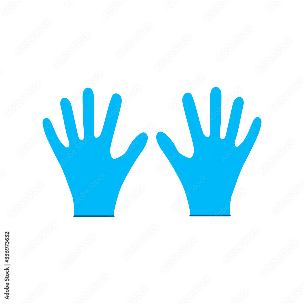 Blue medical gloves icon. Flat illustration of blue medical gloves vector icon for web on white background Blue medical gloves icon. Flat illustration of blue medical gloves vector icon for web on white background