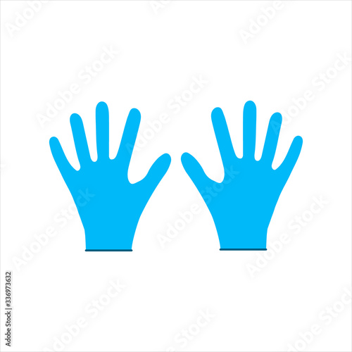 Blue medical gloves icon. Flat illustration of blue medical gloves vector icon for web on white background