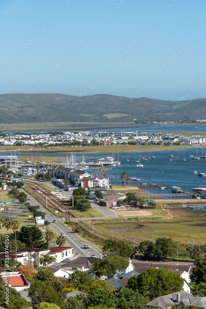 Knysna, Western Cape, South Africa. 2019.  An overview of Knysna and the lagoon on the garden route in the Western Cape, South Africa.