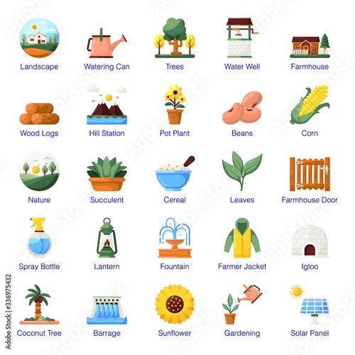 Pack Of Ecology Flat Icons 