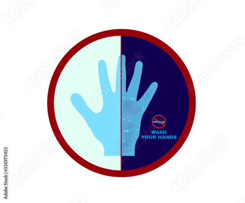 WASH YOUR HANDS  to STOP covid-19 Virus or Coronavirus, Sign symbol background, vector illustration.