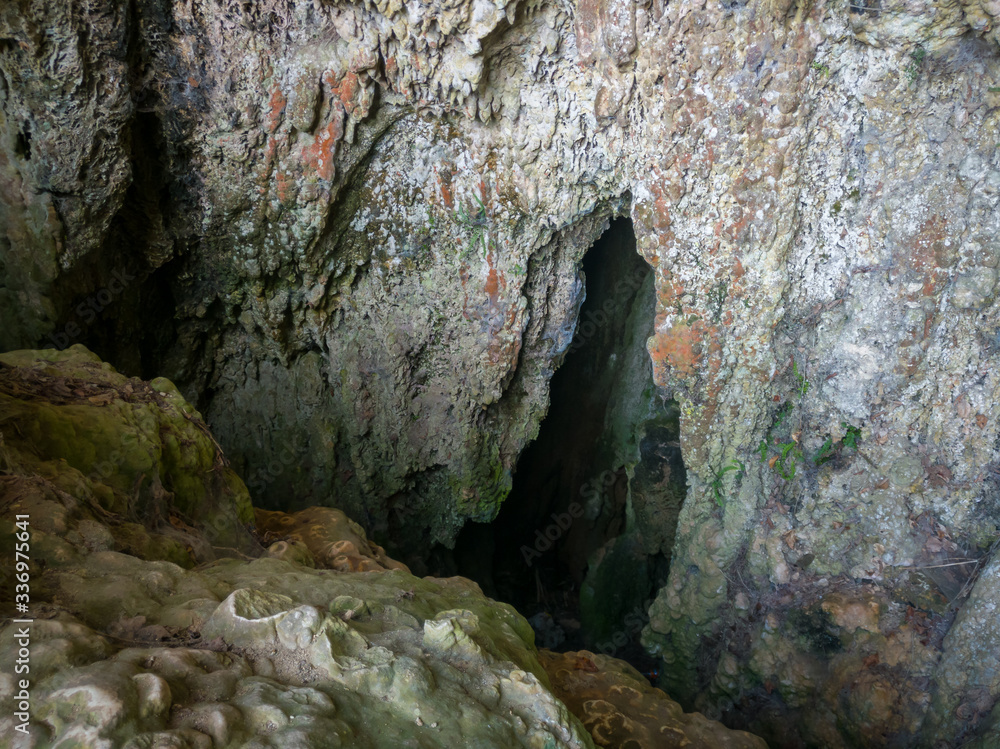 A small cave in the mountain near the Una River in Martin Brod in Una National Park.