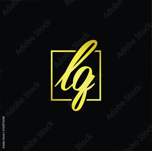 Minimal elegant monogram art logo. Outstanding professional trendy awesome artistic LG GL initial based Alphabet icon logo. Premium Business logo gold color on black background