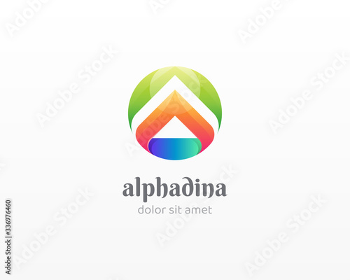 Abstract arrow logo. Creative colorful circle grow vector icon