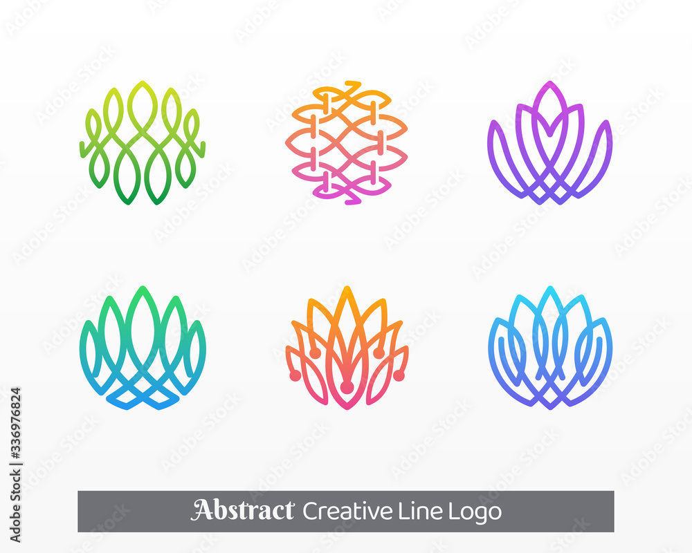 Abstract line logo. Creative line flower vector icon