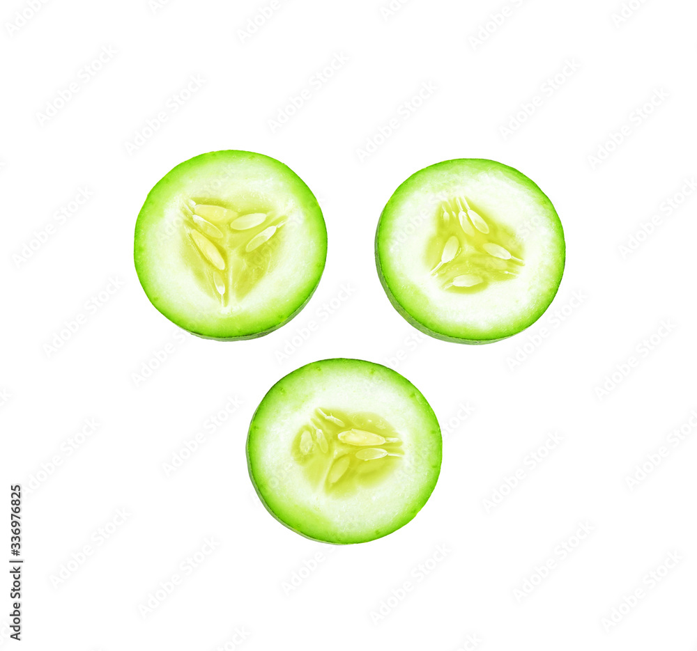 Fresh slice cucumber isolated on white background Fresh slice cucumber isolated on white background