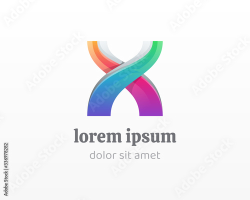 Letter x logo. Creative colorful 3d letter mark icon.