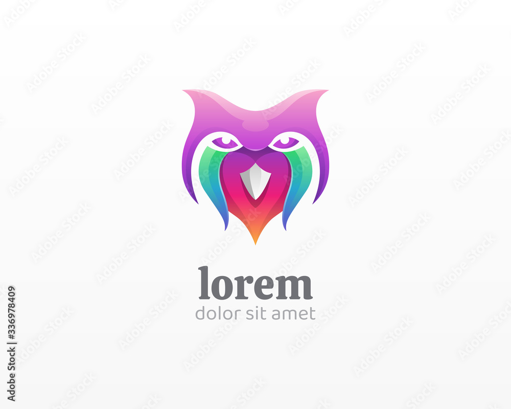 Obraz premium Owl logo. Creative colorful bird vector icon.