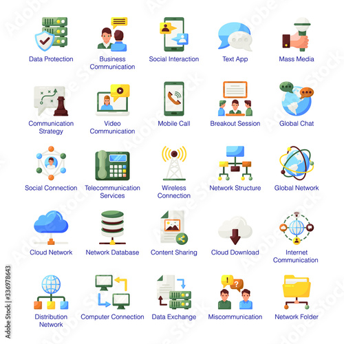 Pack Of Communication Flat Icons 