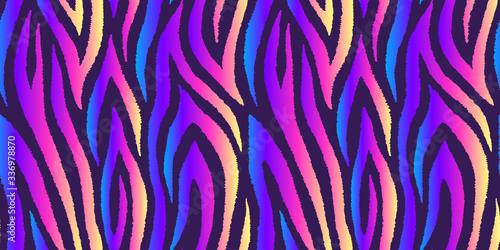 Seamless pattern with colorful gradient stripes. Wild exotic wallpaper. Colorful vector background. Abstract polar lights.	