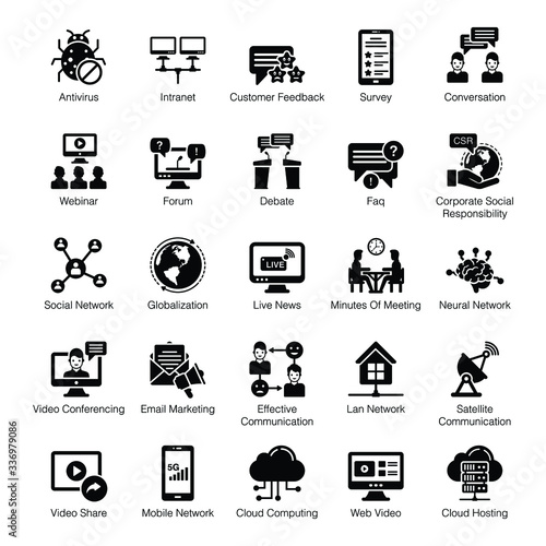 Pack Of Networking Solid Icons 