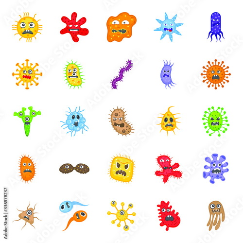 
Pack Of Microorganism Flat Icons 
