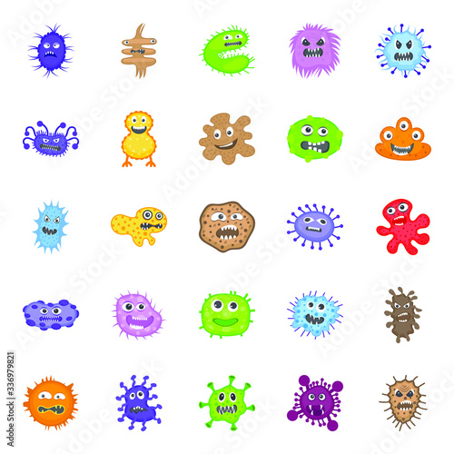 

Pack Of Bacteria Flat Icons 

