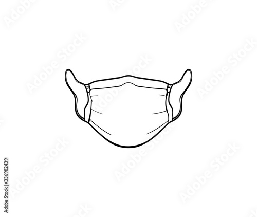 Surgical, Medical Face Mask that protects airborne diseases viruses. For the prevention of the influenza epidemic of a Coronavirus covid-19. Defence from air pollution. Hand drawn lines sketch. vector