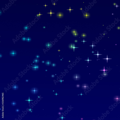 Christmas colorful starry on blue gradient background. Diwali festival holiday design.