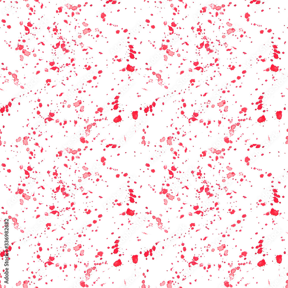 Abstract watercolor background with red drops. Can be used as wallpaper, wrapping paper, pattern for fabrics, textiles.