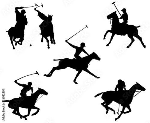 vector silhouettes of polo players