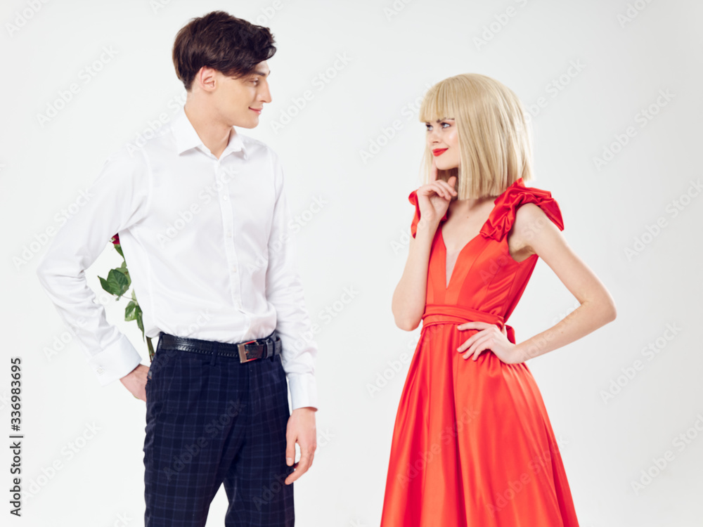 Cheerful young couple lifestyle studio romance gift Cheerful young couple lifestyle studio romance gift