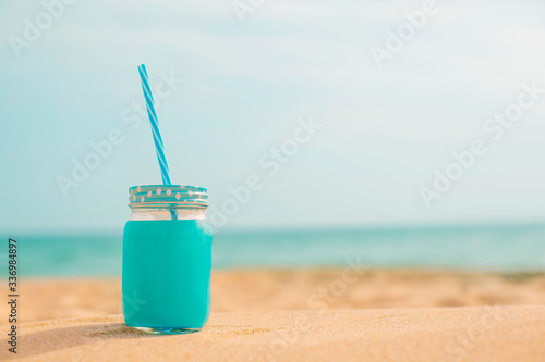 Soft blue drink at the beach