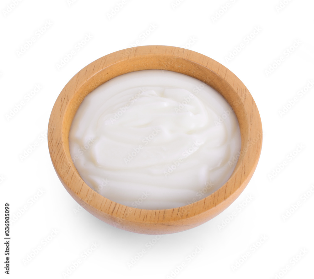 bowl of sour cream yogurt isolated on white background bowl of sour cream yogurt isolated on white background