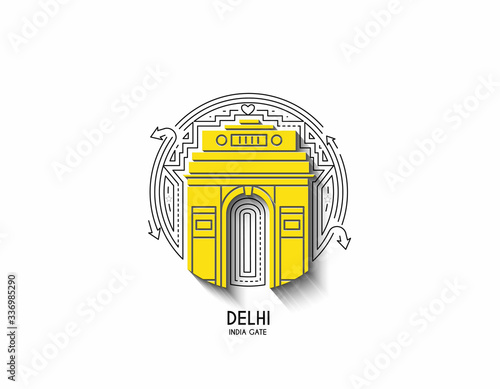 Gateway of India icon, Element design in outline style. Line art vector illustration.