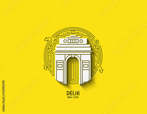 Gateway of India icon, Element design in outline style. Line art vector illustration.