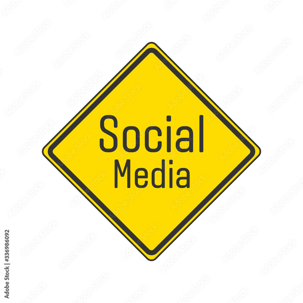 Social media yellow sign. Caution symbol. Vector Illustration Social media yellow sign. Caution symbol. Vector Illustration