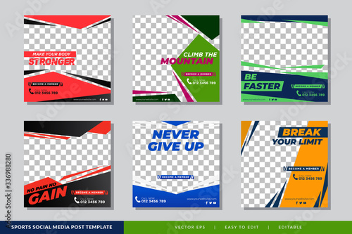 Sport social media banner post template collection Premium Vector