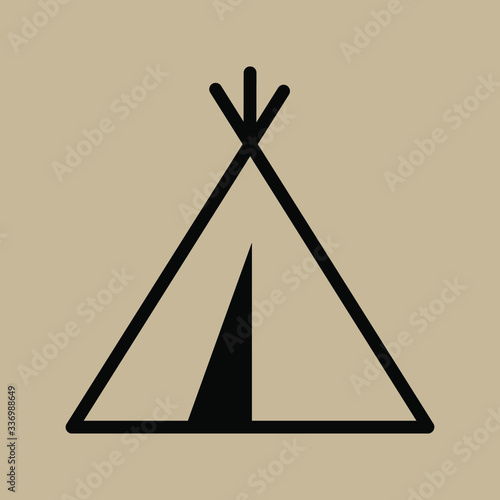 Wigwam vector stock illustration. The wigwam is isolated on a beige background. Tipi-dwelling Indians.