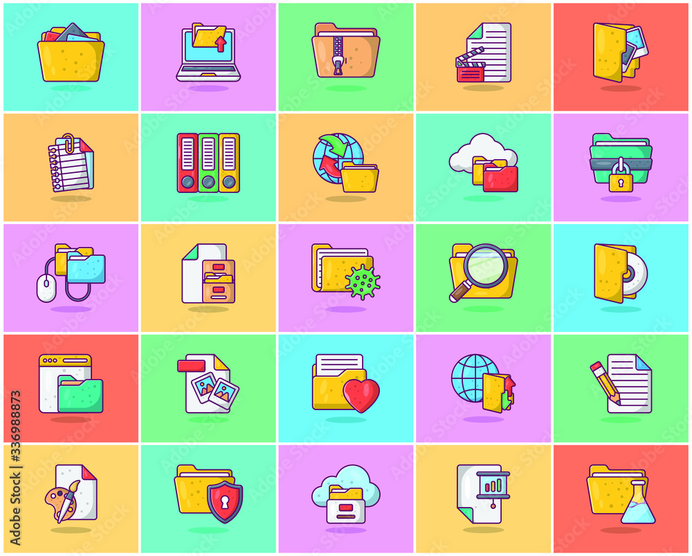 Set Of Folders Flat Icons Set Of Folders Flat Icons