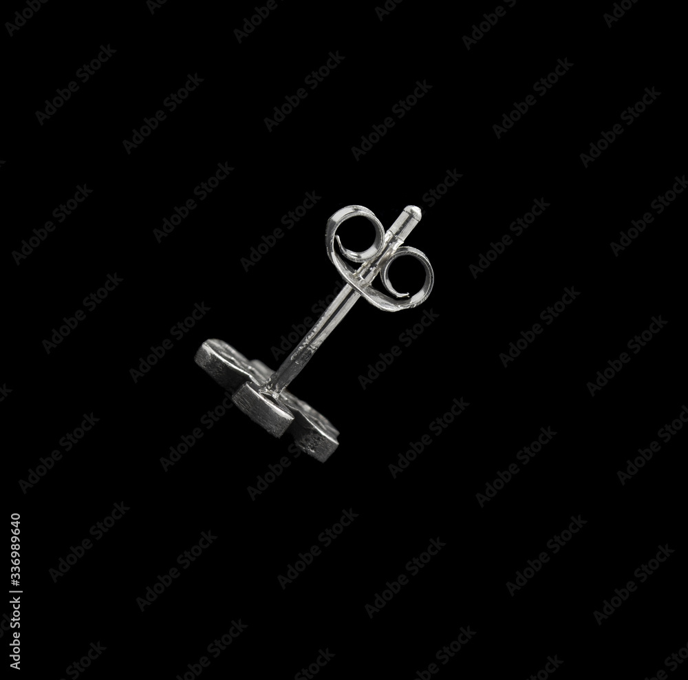 Silver jewelry. Stud Earring. Sign, Silver jewelry. Stud Earring. Sign,