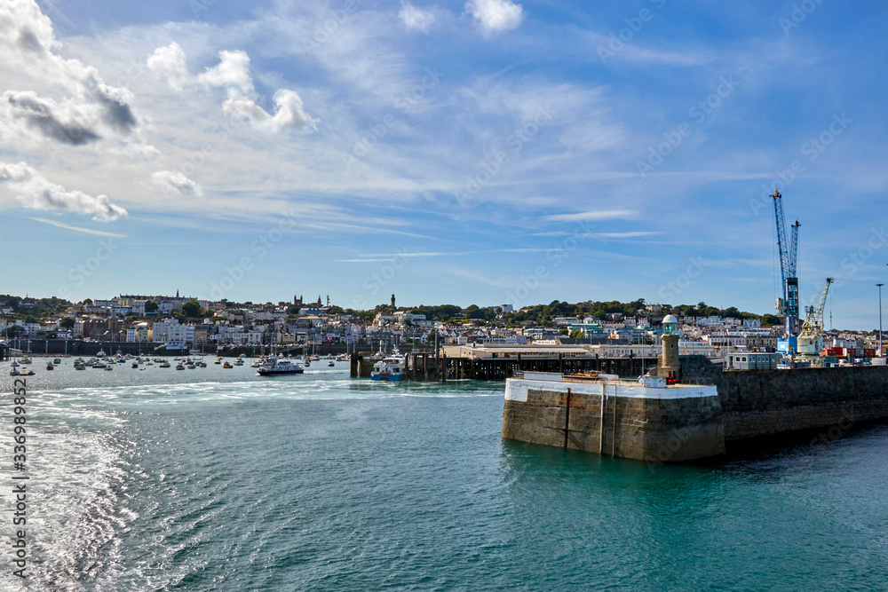 Image of the harbour mouth at St Peter Port Guernsey Channel Islands