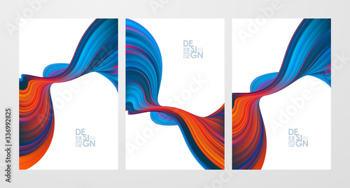 Set of abstract colorful flow poster backgrounds. Modern design.