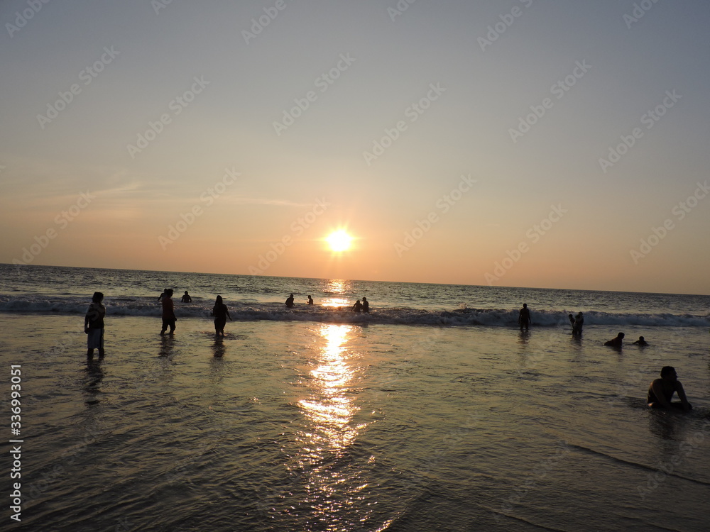 Obraz premium Beautiful sunset beach, Evening sea, Vacation