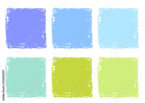 青色水色緑色のクレヨンで描かれた四角形のテクスチャ背景素材セット Stock ベクター Adobe Stock