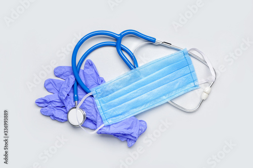 Medical stethoscope, blue s...