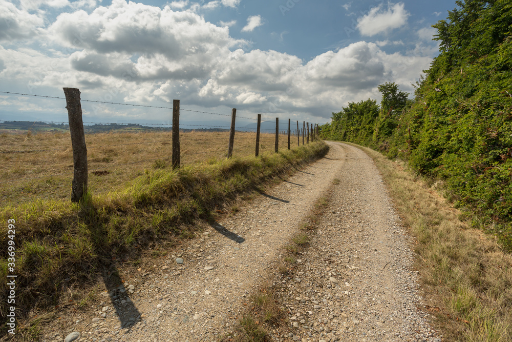 dirt road in the foothills of the Alps
