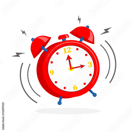 Cartoon alarm clock icon isolated on white background. Vector illustration.