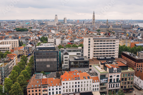 The view from the bird's eye view of the city of Antwerp, Belgium. view from the an de Strom Museum