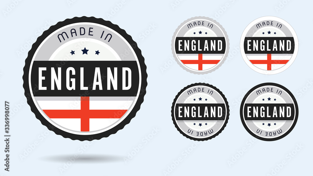 Made in England. Set of labels and badges. Merchandise tag with English flag. Made in England. Set of labels and badges. Merchandise tag with English flag.